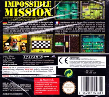 Impossible Mission (USA) box cover back